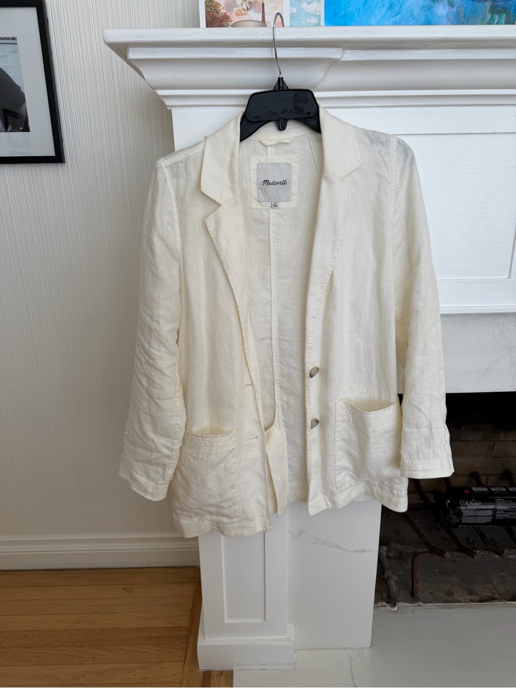 Madewell Off-White Linen Blend Relaxed Blazer